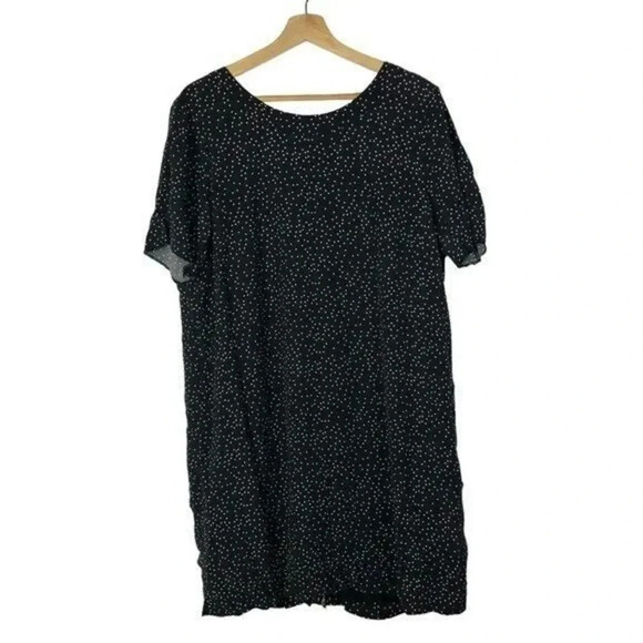 Madewell Black Zip Back Short Sleeve White Scatter Polka Dot Mini Dress 12 - Picture 4 of 6